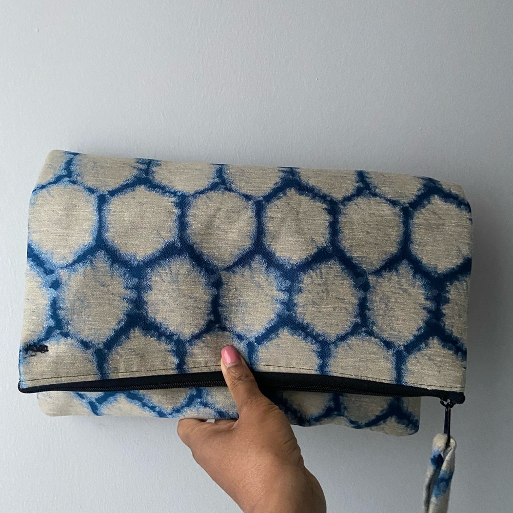 Blue Patterned Clutch Bag
